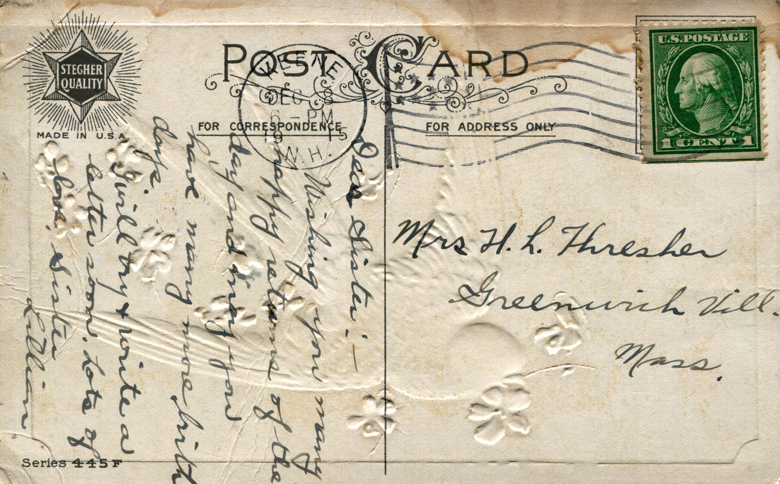 Handwritten postcard